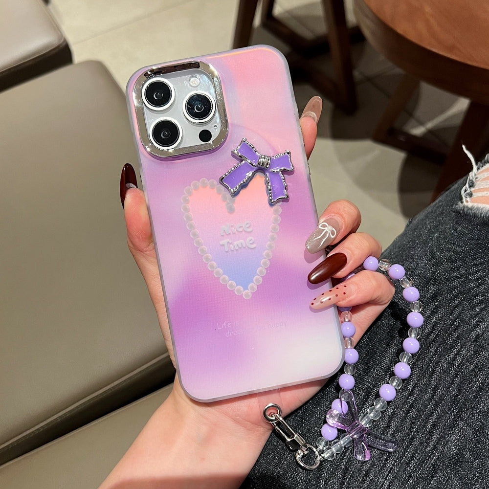 Bow Bling Heart Printed Colorful Phone Case