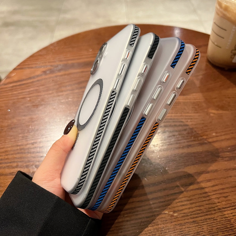 Carbon Fiber Pattern Built-in Magnetic Shockproof Phone Case