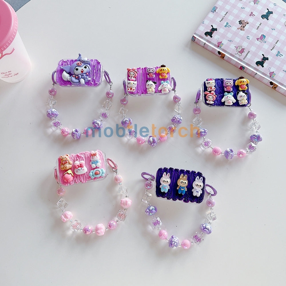 Cute Mini Cartoon Mirror Pop Universal Stand with Crystal Bracelet