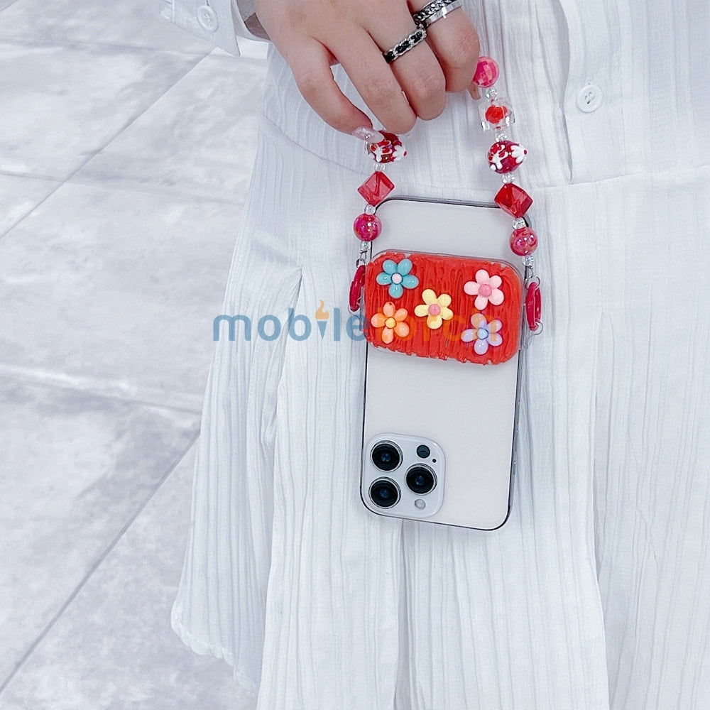 Cute Mini Cartoon Mirror Pop Universal Stand with Crystal Bracelet
