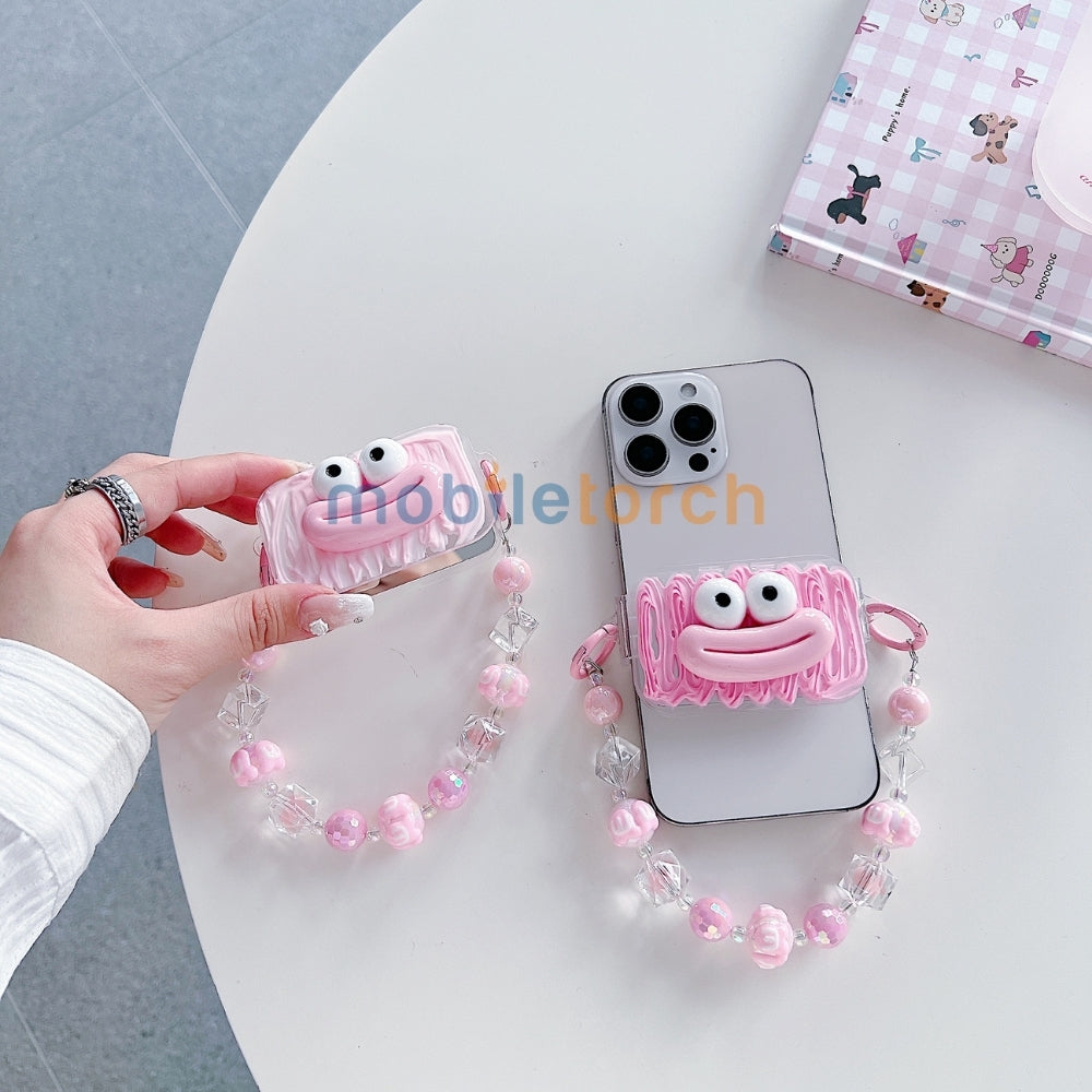 Cute Mini Cartoon Mirror Pop Universal Stand with Crystal Bracelet