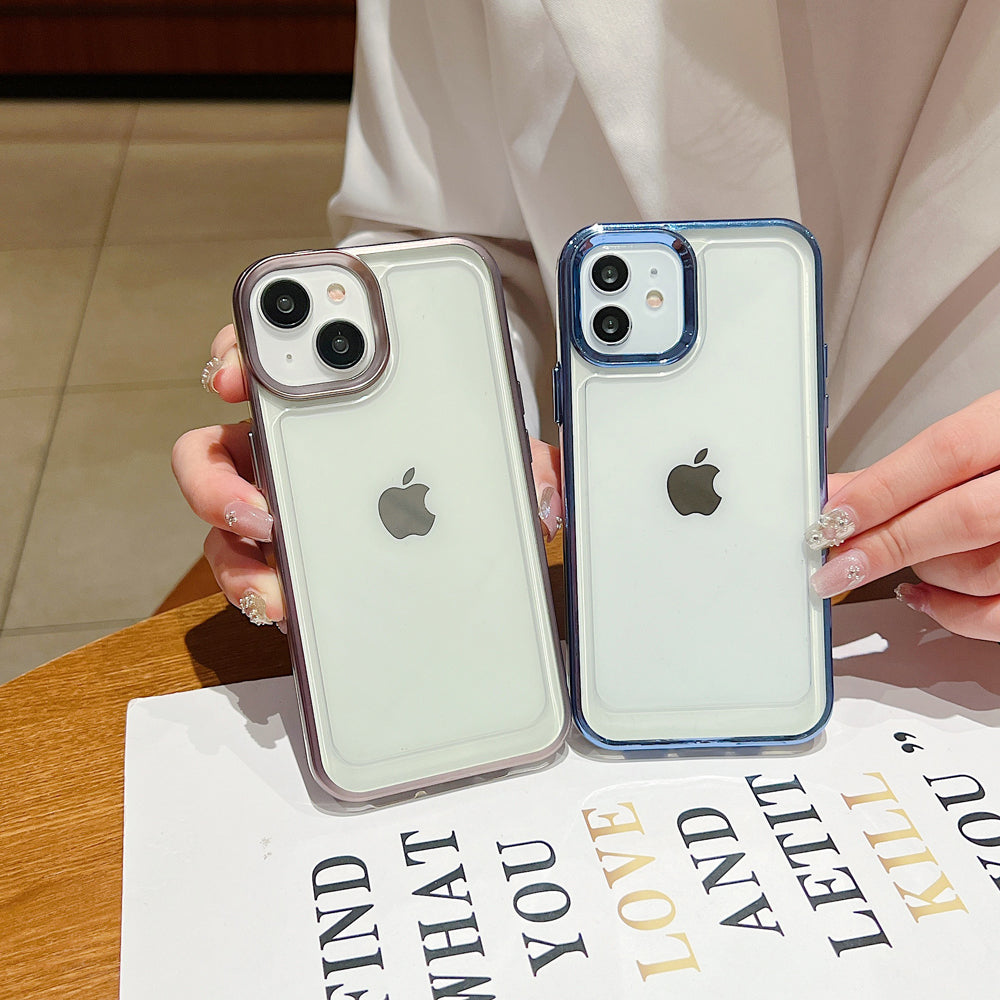 Electroplating Shockproof Color Frame Transparent Cover - iPhone 15 Pro