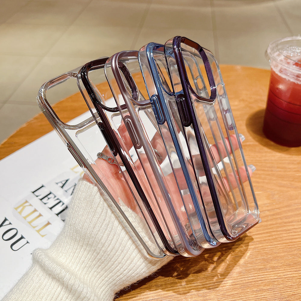 Electroplating Shockproof Color Frame Transparent Cover - iPhone 15 Pro