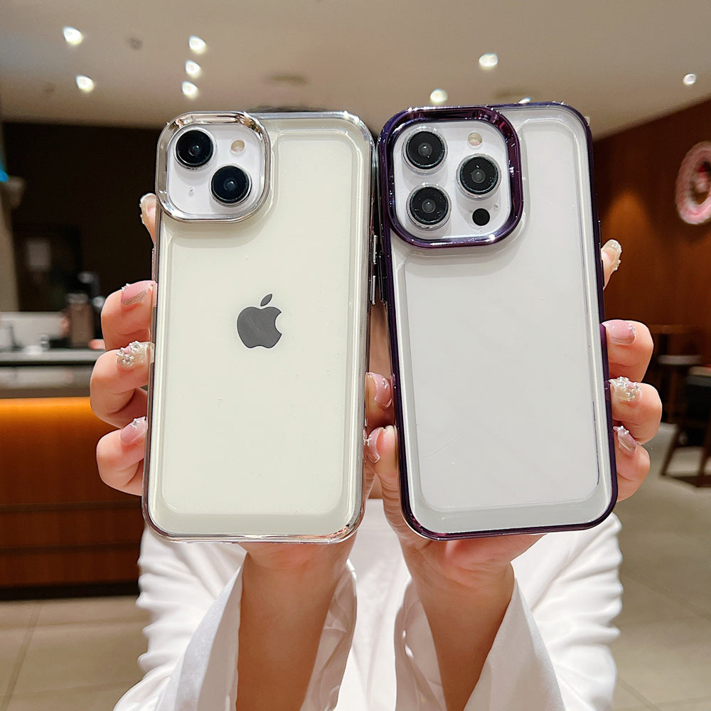 Electroplating Shockproof Color Frame Transparent Cover - iPhone 15 Pro