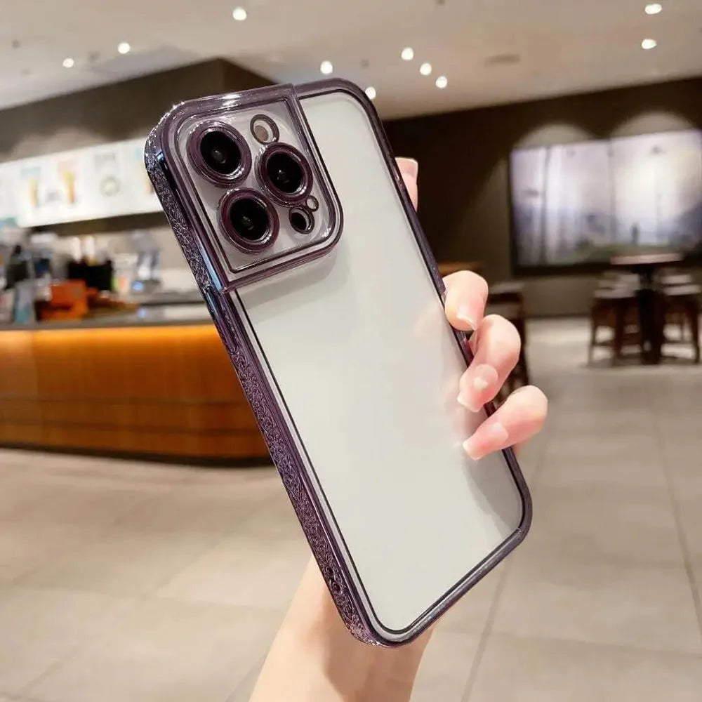 Electroplated Case Transparent Embossed - iPhone 13 Pro