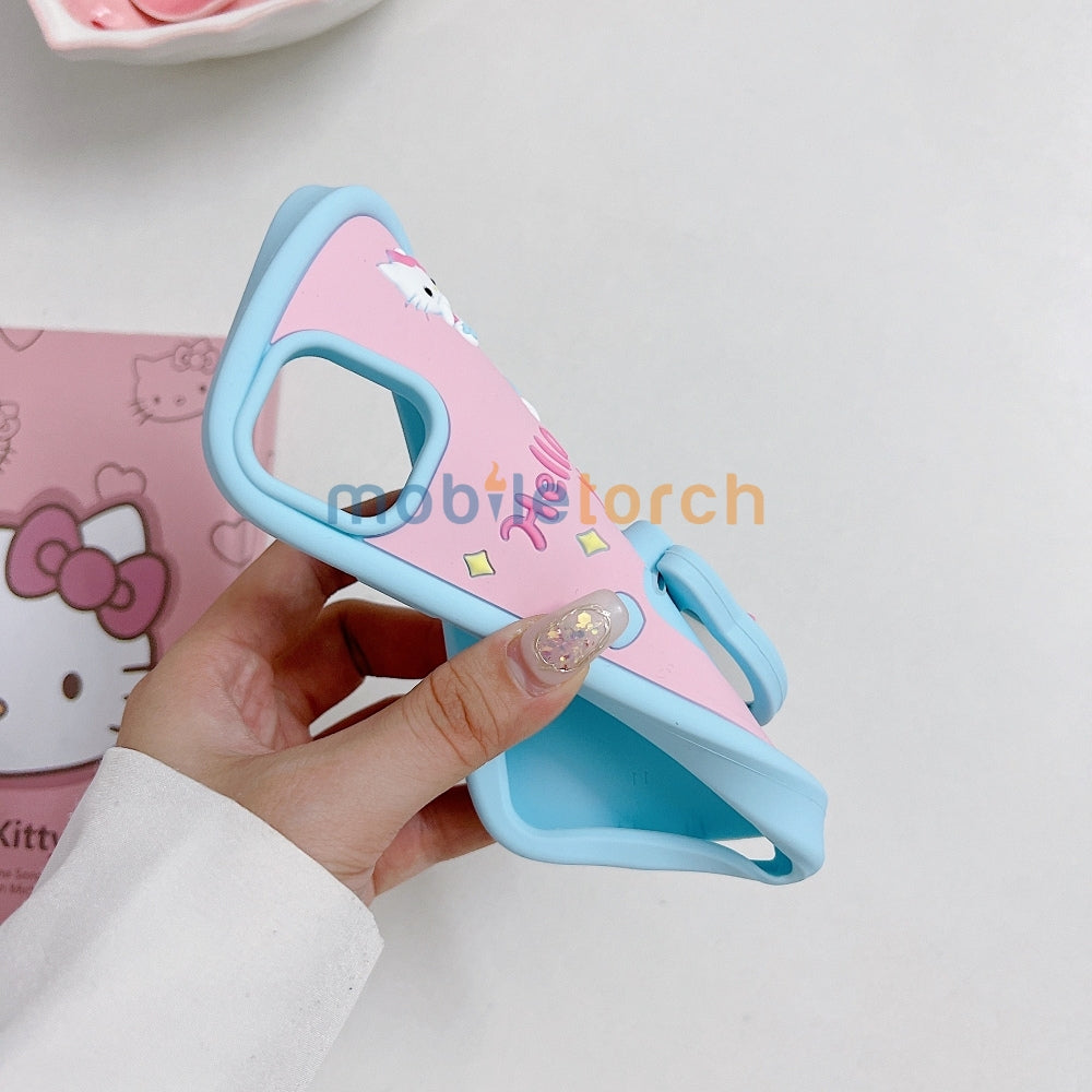 Full Protective Bow Cat Doll Flip Mirror Phone Case - iPhone 15 Pro Max