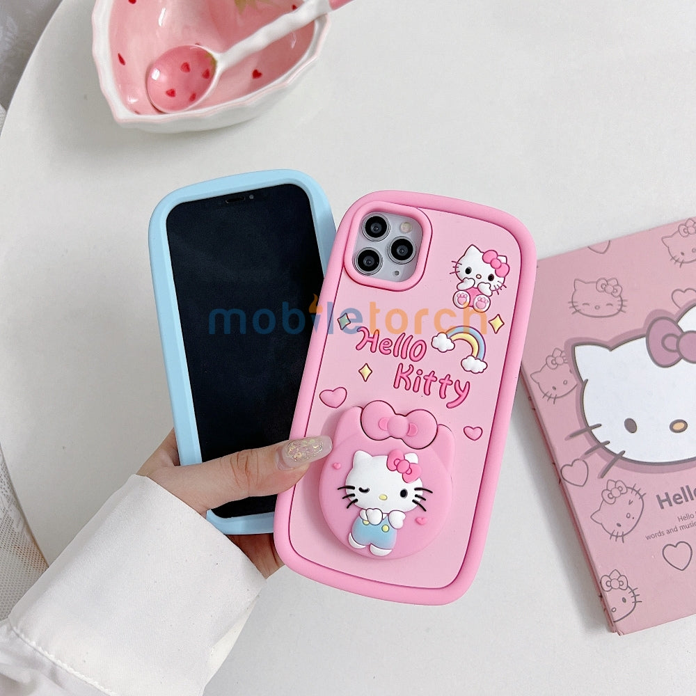 Full Protective Bow Cat Doll Flip Mirror Phone Case - iPhone 15 Pro Max