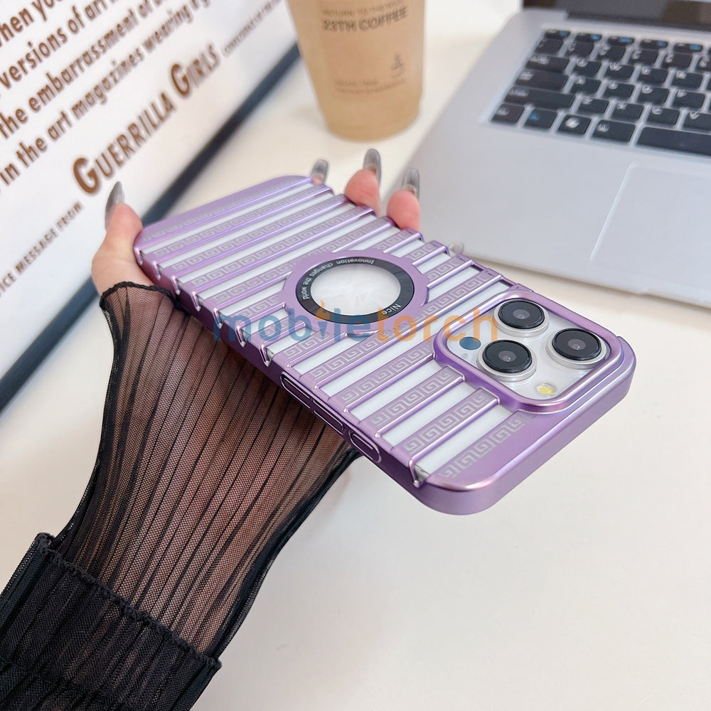 Lines Fiber Texture Logo Cut PC (Hard) Slim Thin Phone Case - iPhone 15 Pro