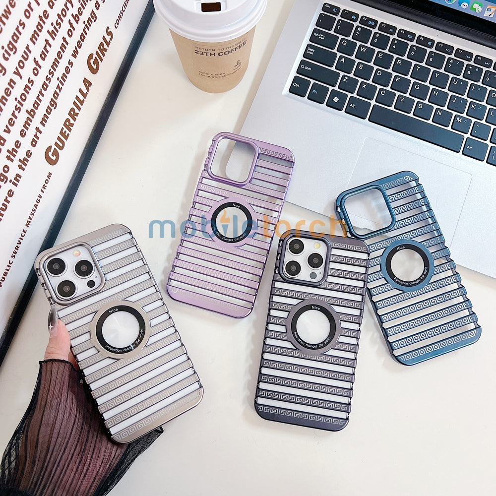 Lines Fiber Texture Logo Cut PC (Hard) Slim Thin Phone Case - iPhone 15 Pro