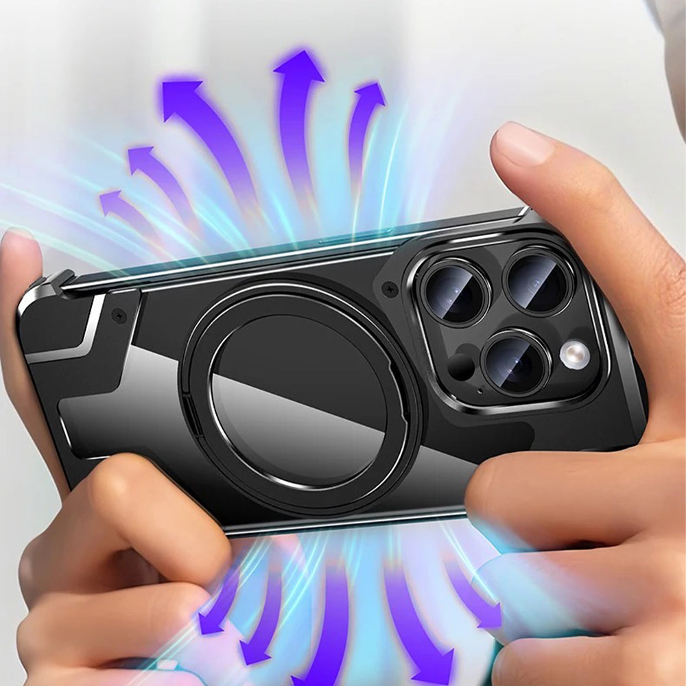 Magnetic Aluminum Alloy Frame Shockproof Phone Case with Ring Holder - iPhone 13