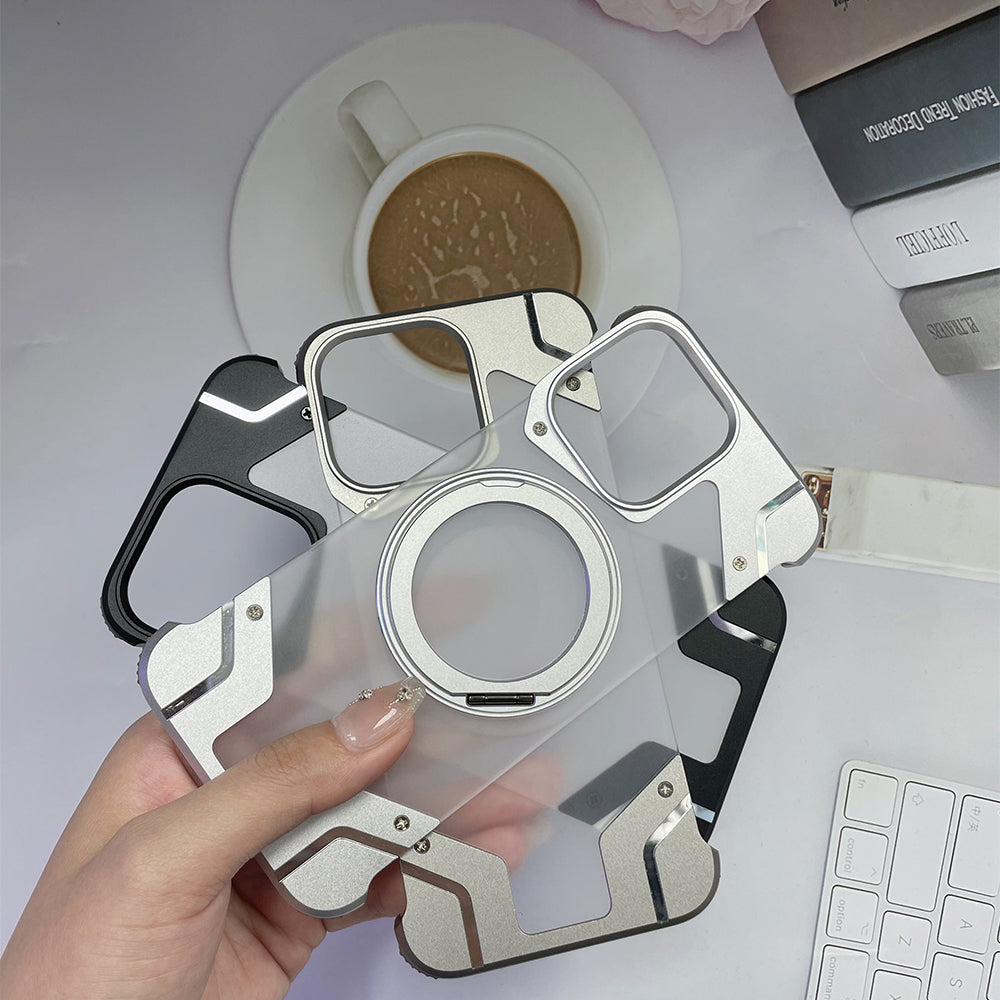Magnetic Aluminum Alloy Frame Shockproof Phone Case with Ring Holder - iPhone 13