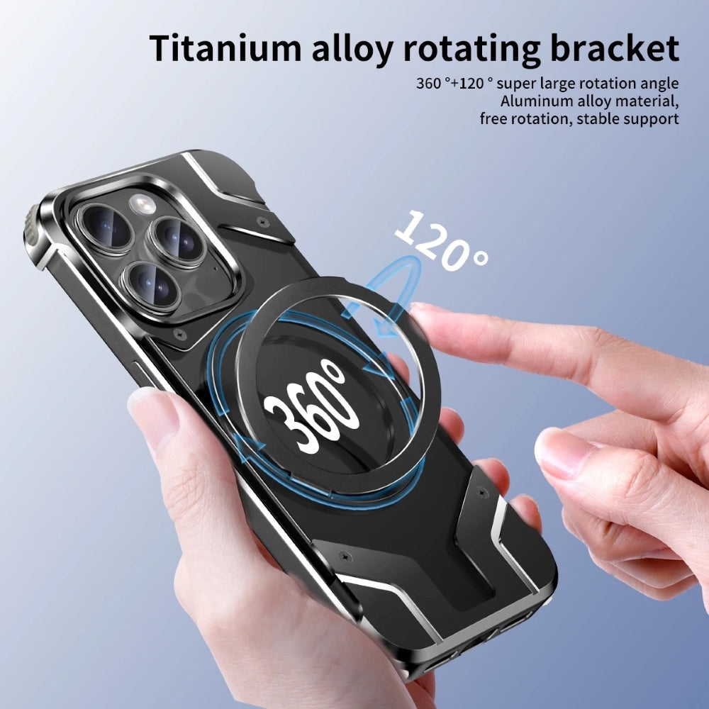 Magnetic Aluminum Alloy Frame Shockproof Phone Case with Ring Holder - iPhone 13