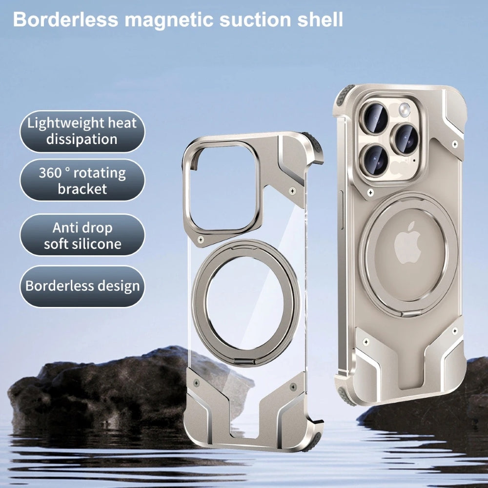 Magnetic Aluminum Alloy Frame Shockproof Phone Case with Ring Holder - iPhone 13