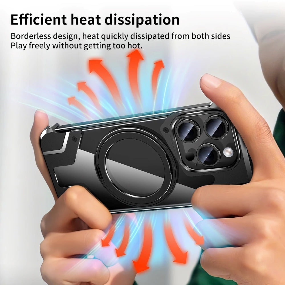 Magnetic Aluminum Alloy Frame Shockproof Phone Case with Ring Holder - iPhone 13