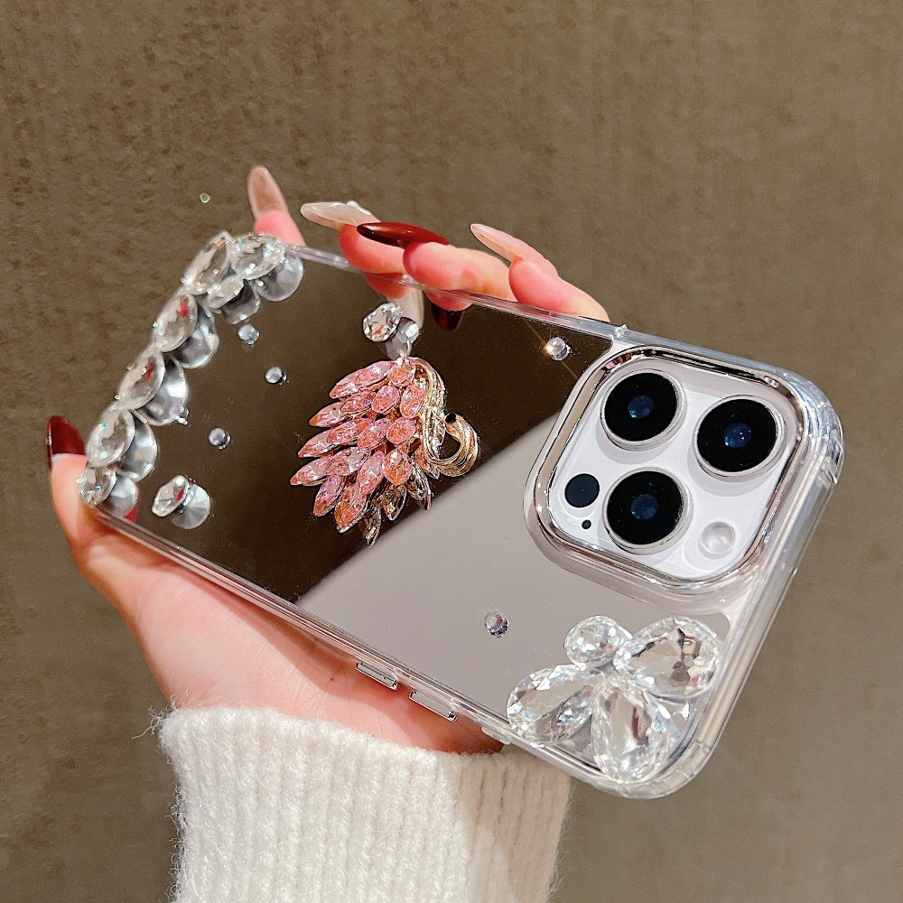 Mirror Flash Diamond Swan Phone Case