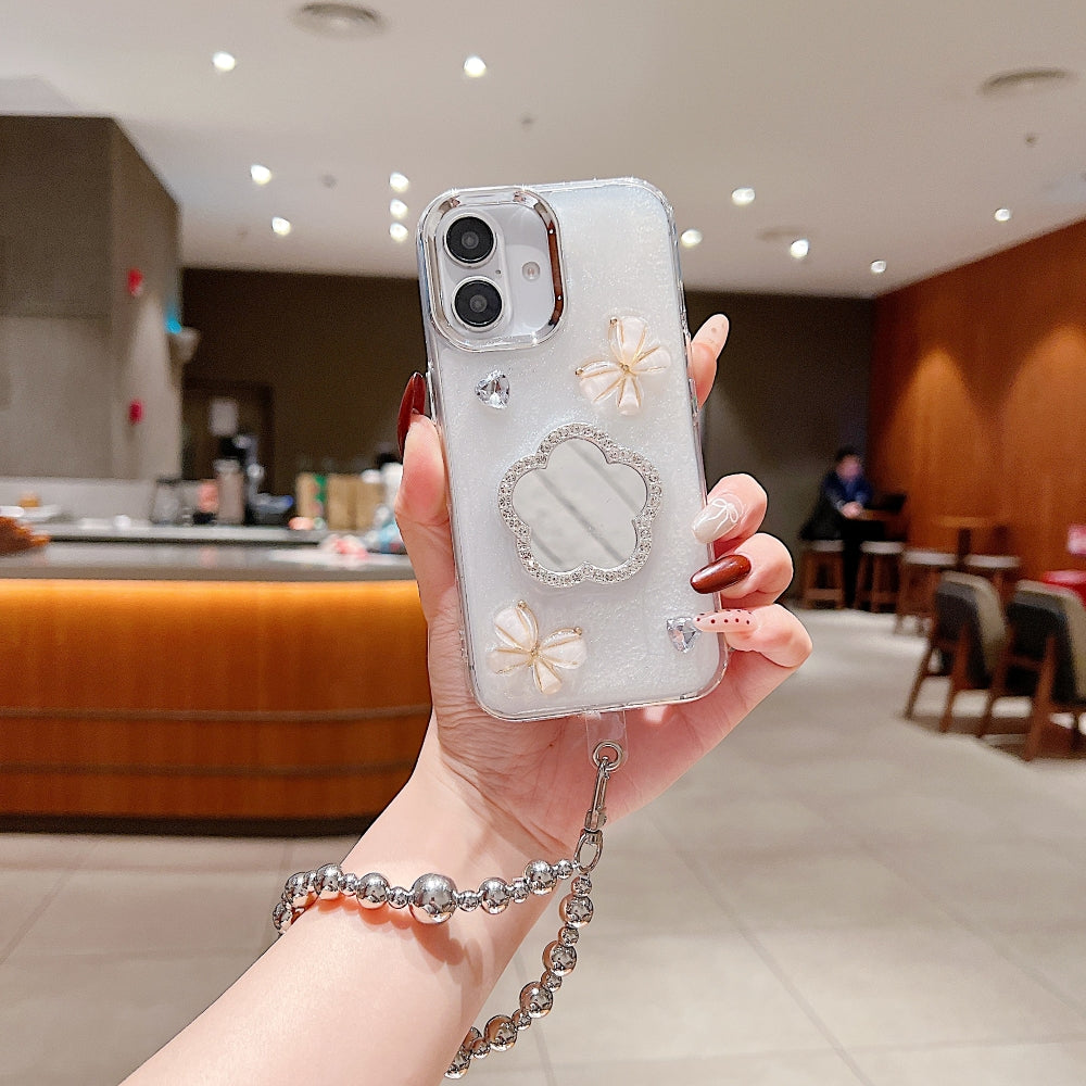 Mirror Rubber Gel Phone Case with Bracelet