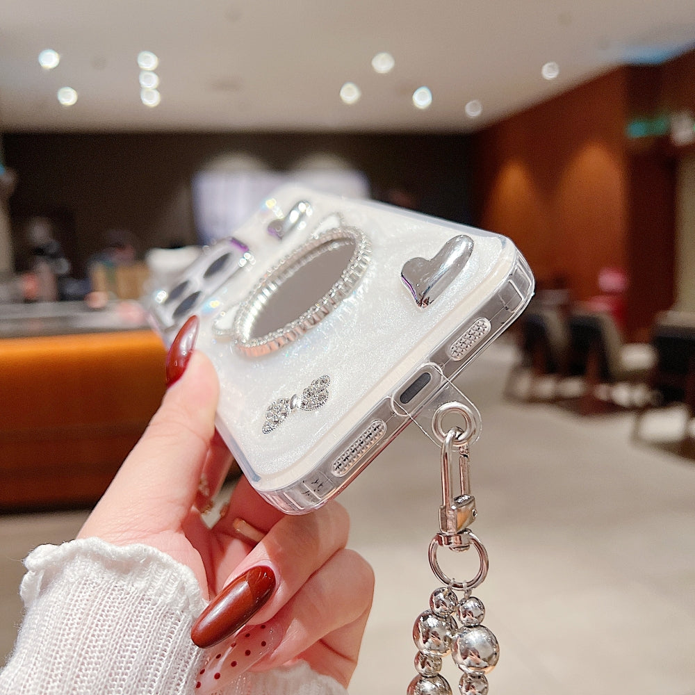 Mirror Rubber Gel Phone Case with Bracelet