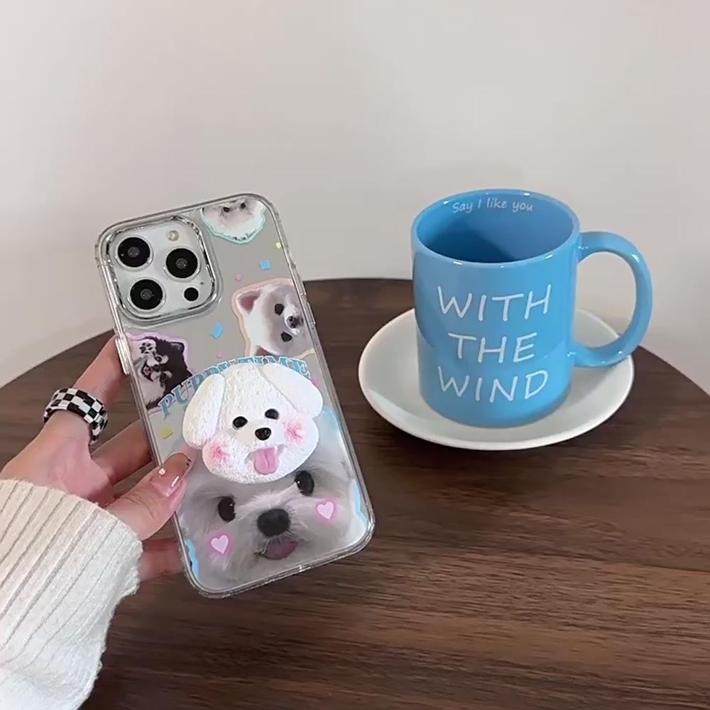 Puppy Face Luxury Plating Case with Puppy Face Stand- iPhone 12 Pro Max