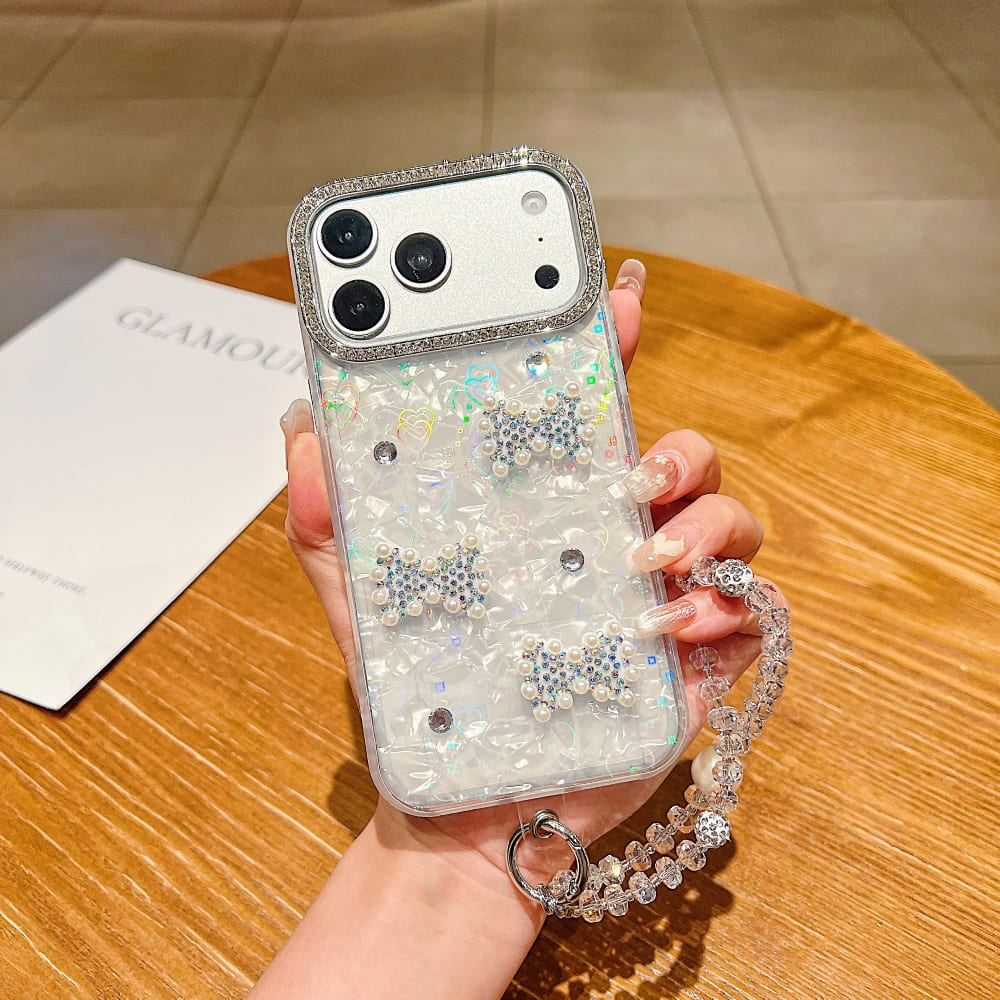 Shimmer Bow Wristlet Phone Case