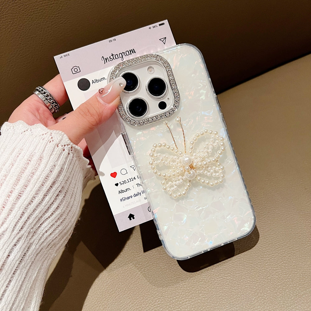 Shining Colorful Clear Pearl Butterfly Phone Case