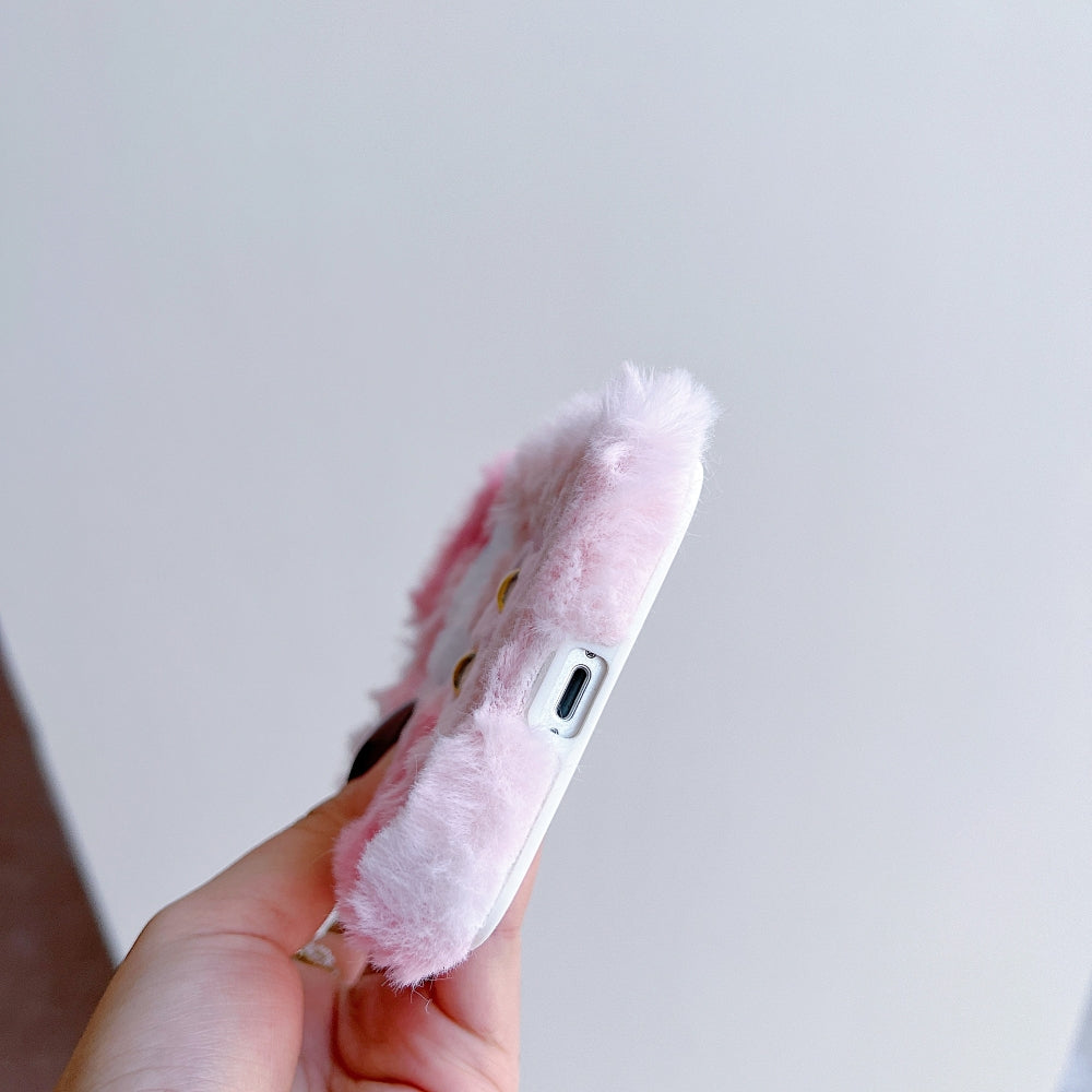 Warm Fluffy Furry Cat Embroided Camera Protection Phone Case