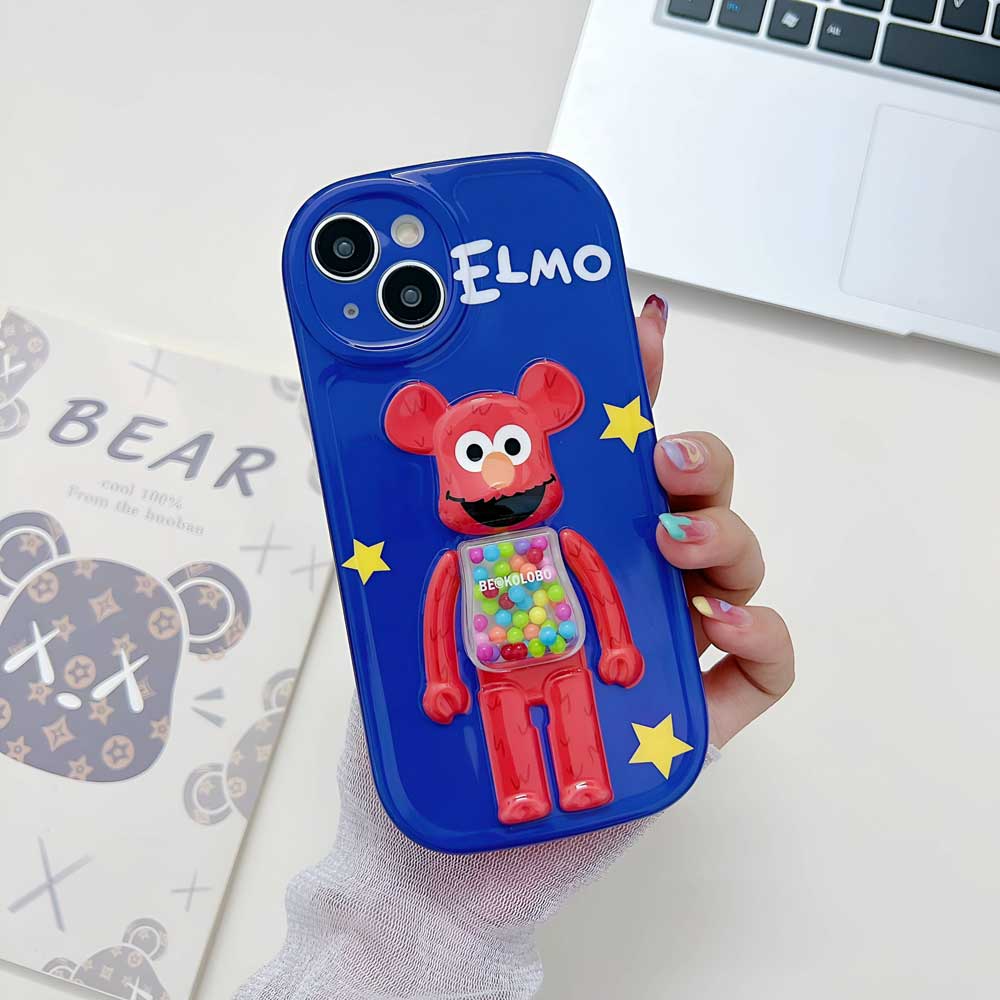 3D Machine Bear Soft Phone Case With Random Color Bracelet