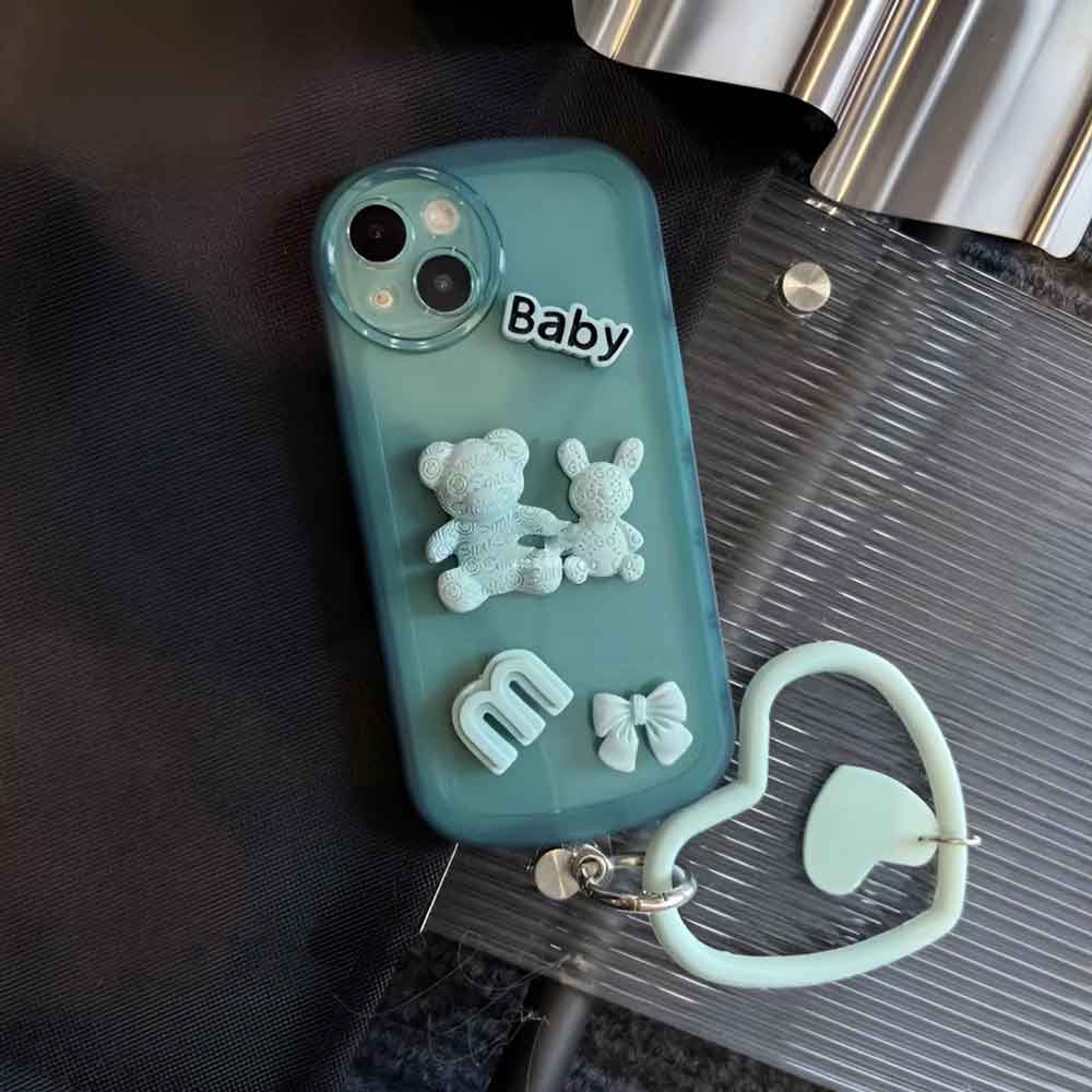 3D Teddy Ornament Heart Bracelet Color Transparent Cover