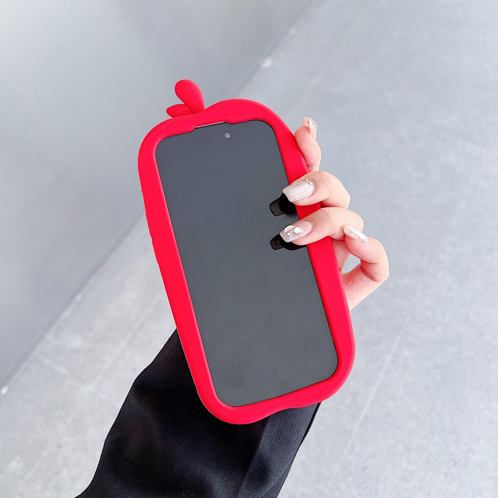 3D Caterpillar and Kitty Apple Design Silicone Phone Case