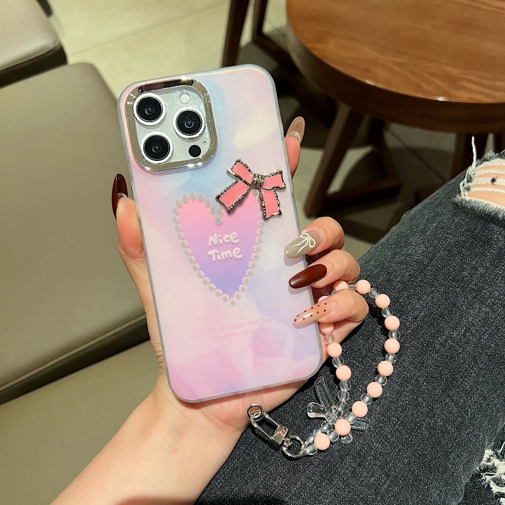 Bow Bling Heart Printed Colorful Phone Case