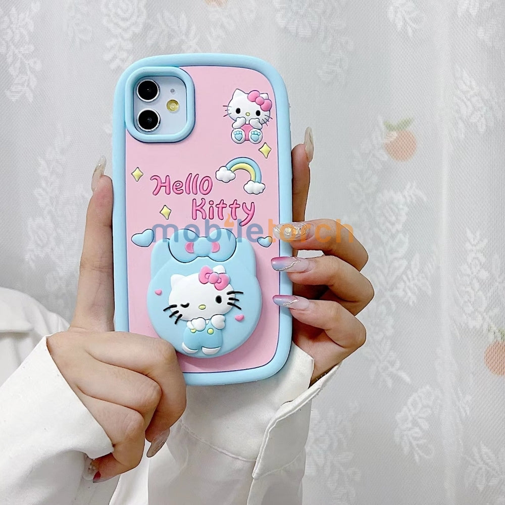 Full Protective Bow Cat Doll Flip Mirror Phone Case - iPhone 15 Pro Max