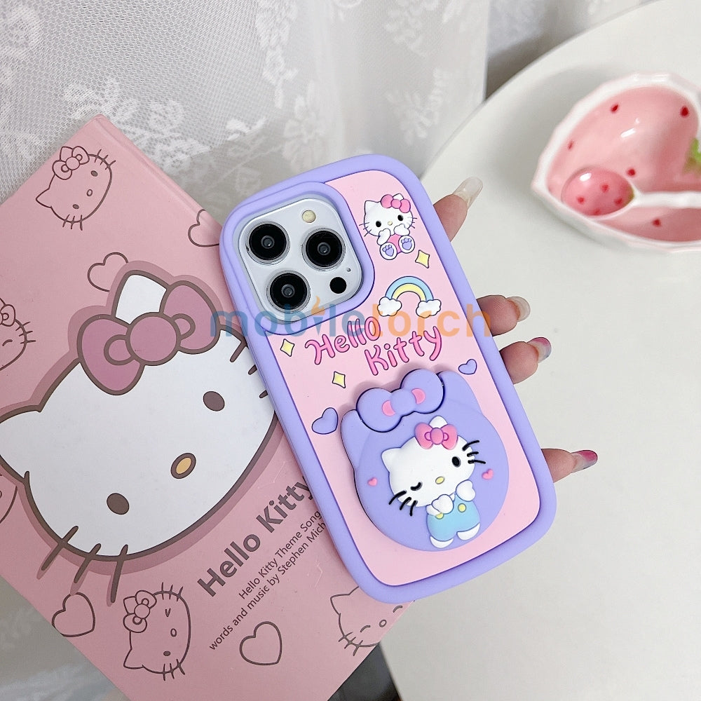 Full Protective Bow Cat Doll Flip Mirror Phone Case - iPhone 15 Pro Max