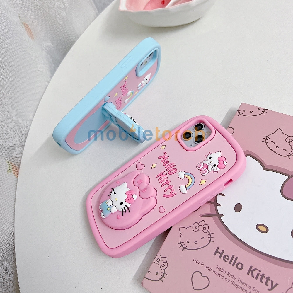 Full Protective Bow Cat Doll Flip Mirror Phone Case - iPhone 15 Pro Max