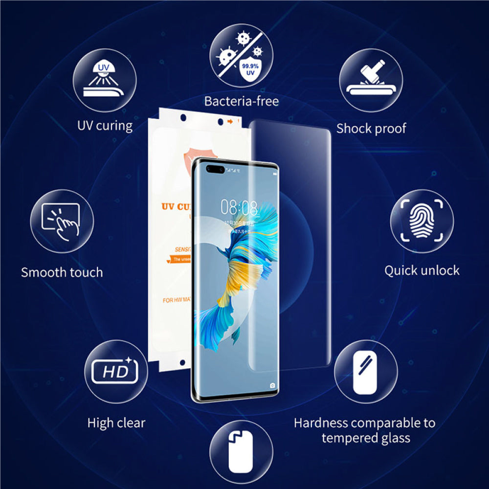 UV Curved Tempered Glass | Screen Guard With UV Light Screen Protector | Smooth Touch | HD Clarity | Quick Unlock - Oppo Series