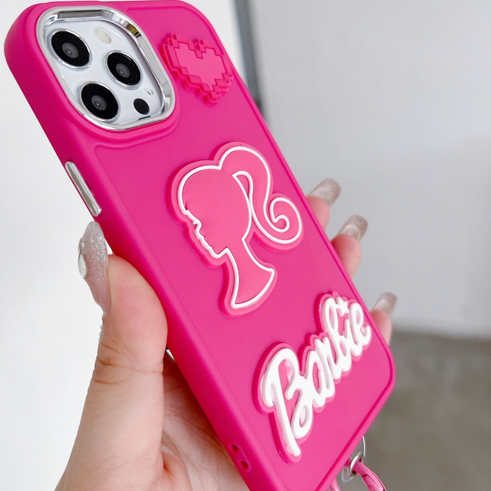 Heart and Doll Charm Silicone Phone Case with Bracelet