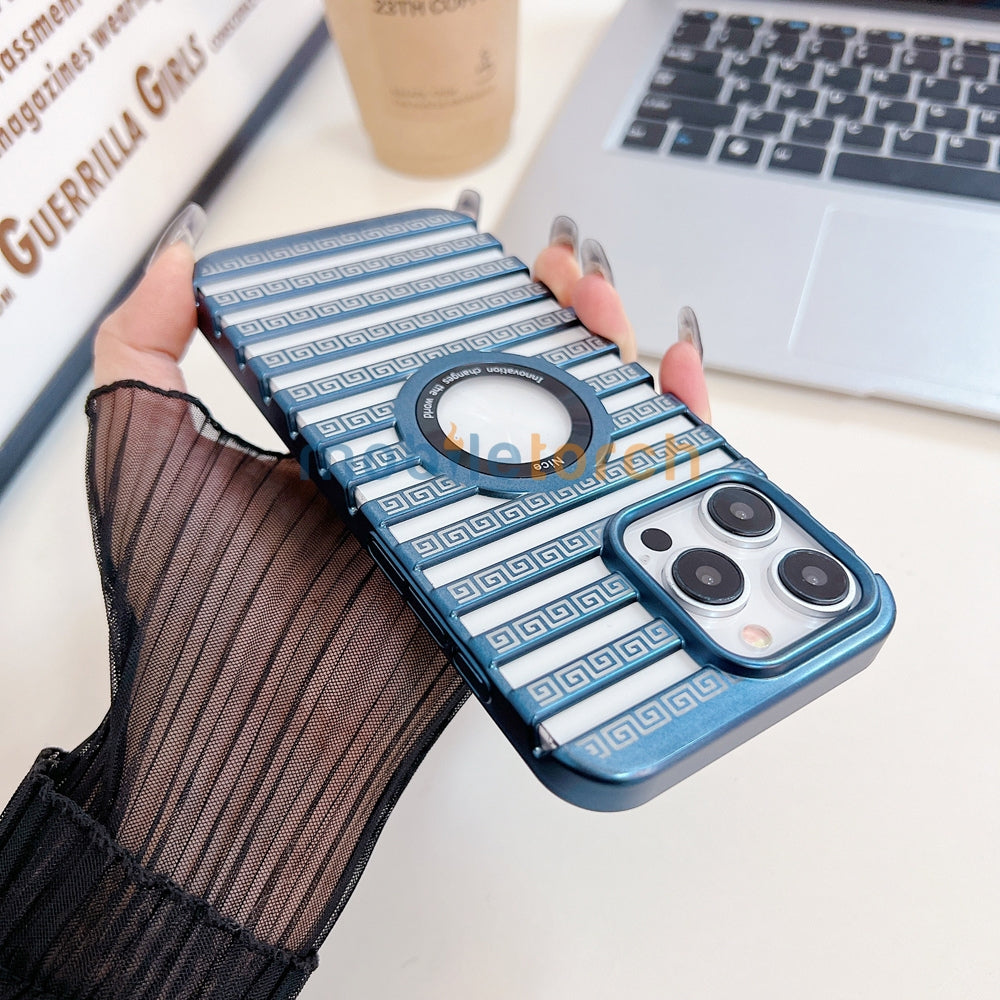 Lines Fiber Texture Logo Cut PC (Hard) Slim Thin Phone Case - iPhone 15 Pro