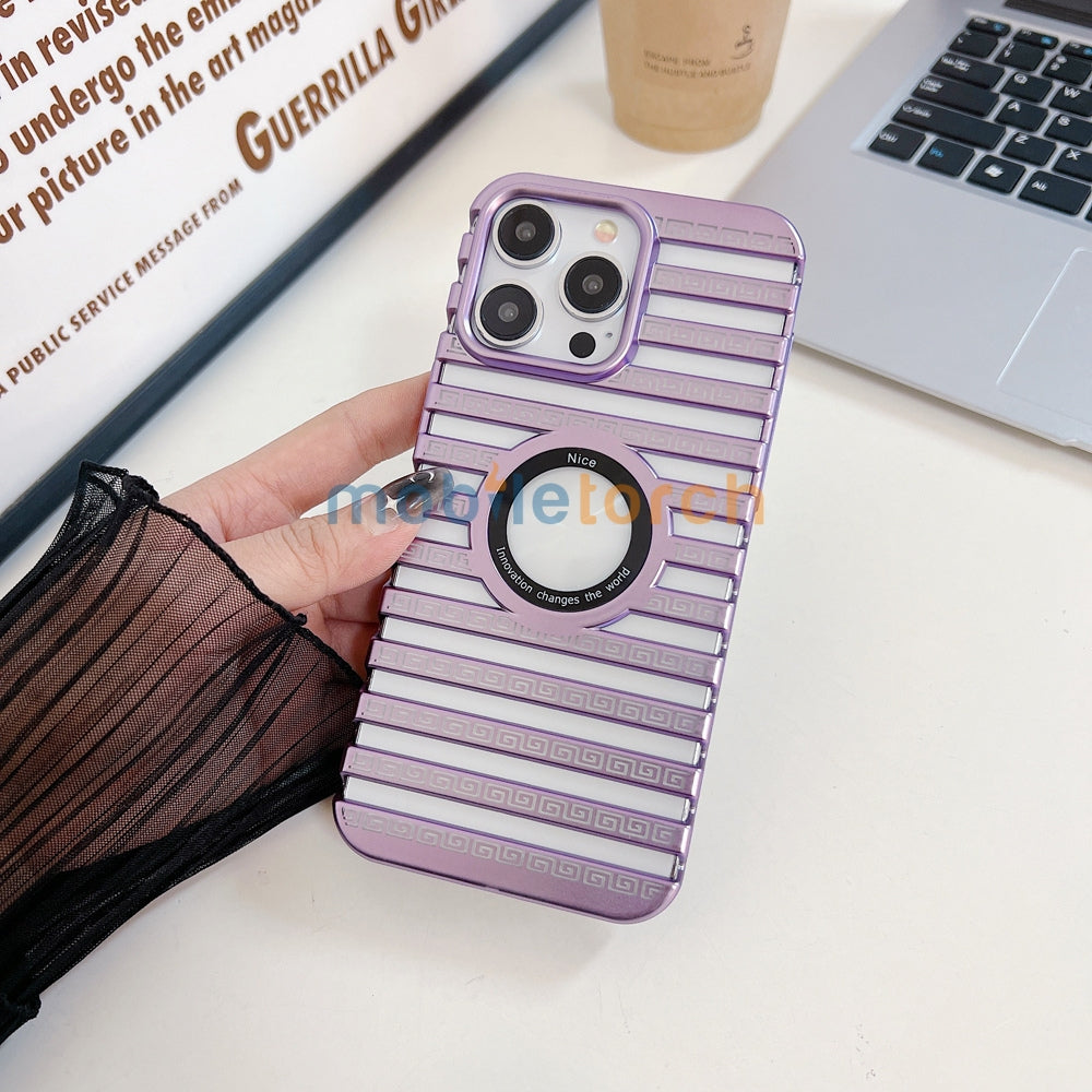 Lines Fiber Texture Logo Cut PC (Hard) Slim Thin Phone Case - iPhone 15 Pro