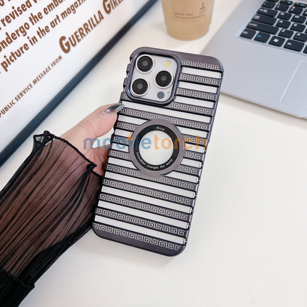 Lines Fiber Texture Logo Cut PC (Hard) Slim Thin Phone Case - iPhone 15 Pro