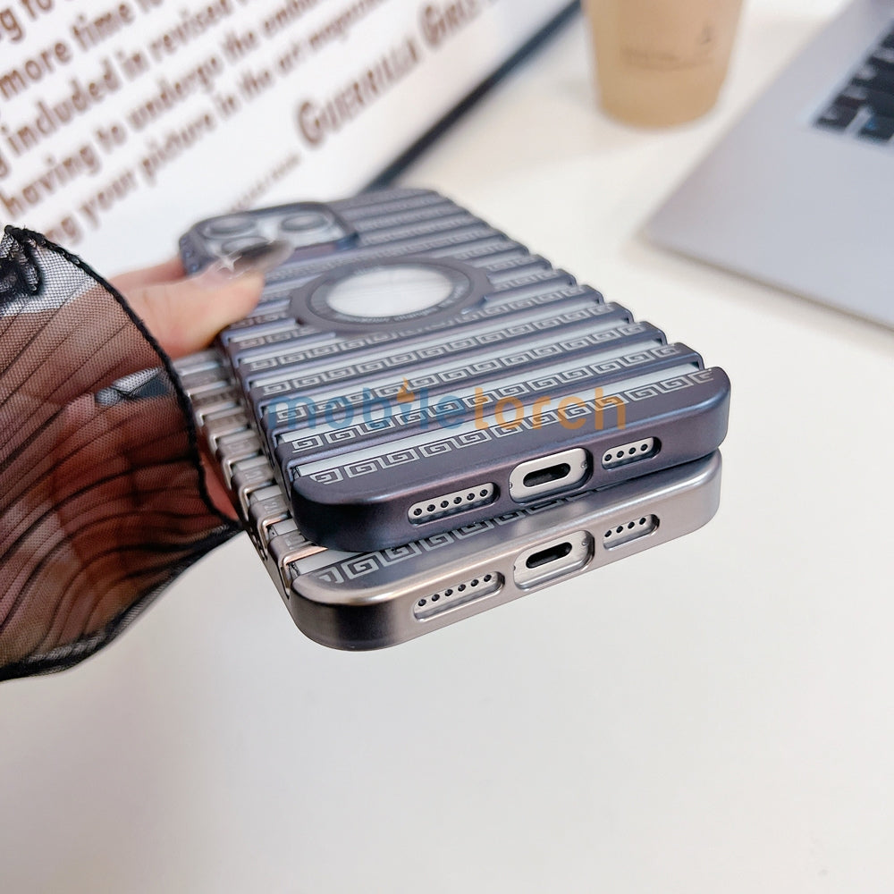 Lines Fiber Texture Logo Cut PC (Hard) Slim Thin Phone Case - iPhone 15 Pro