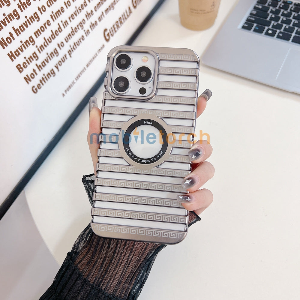 Lines Fiber Texture Logo Cut PC (Hard) Slim Thin Phone Case - iPhone 15 Pro
