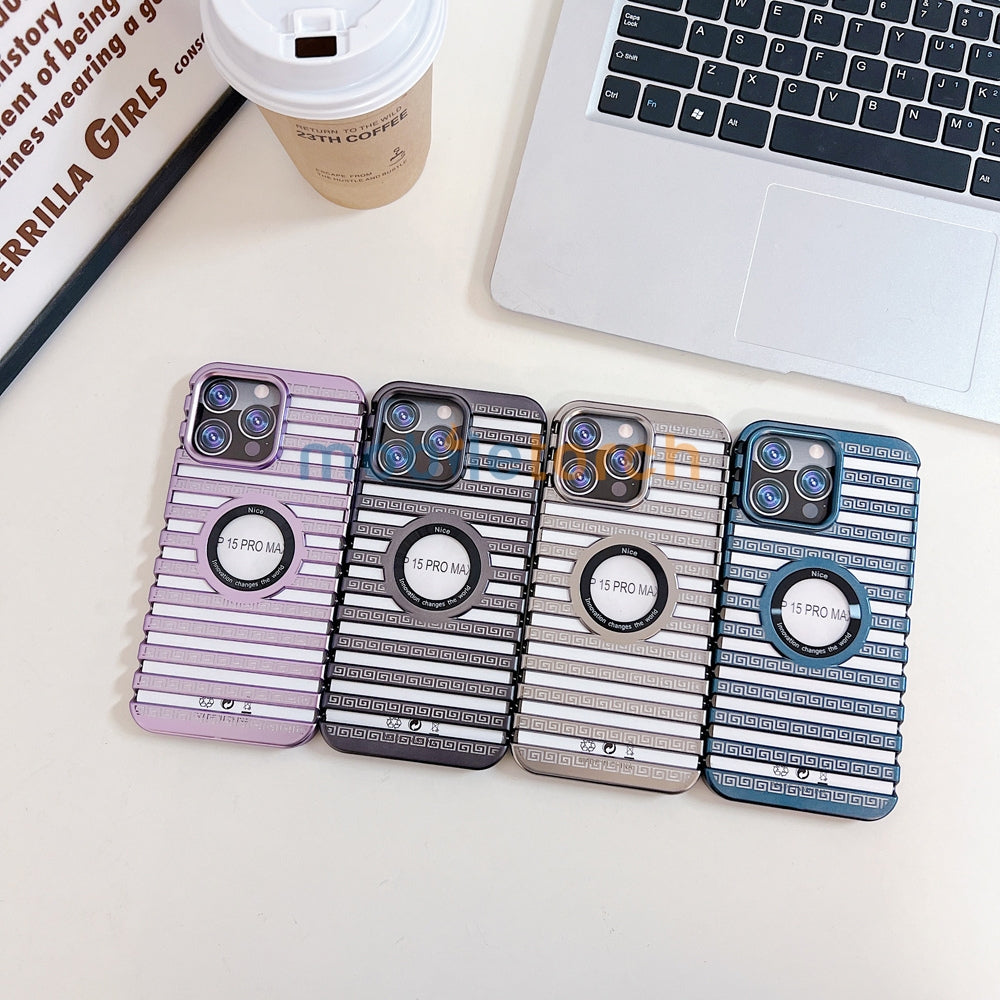 Lines Fiber Texture Logo Cut PC (Hard) Slim Thin Phone Case - iPhone 15 Pro