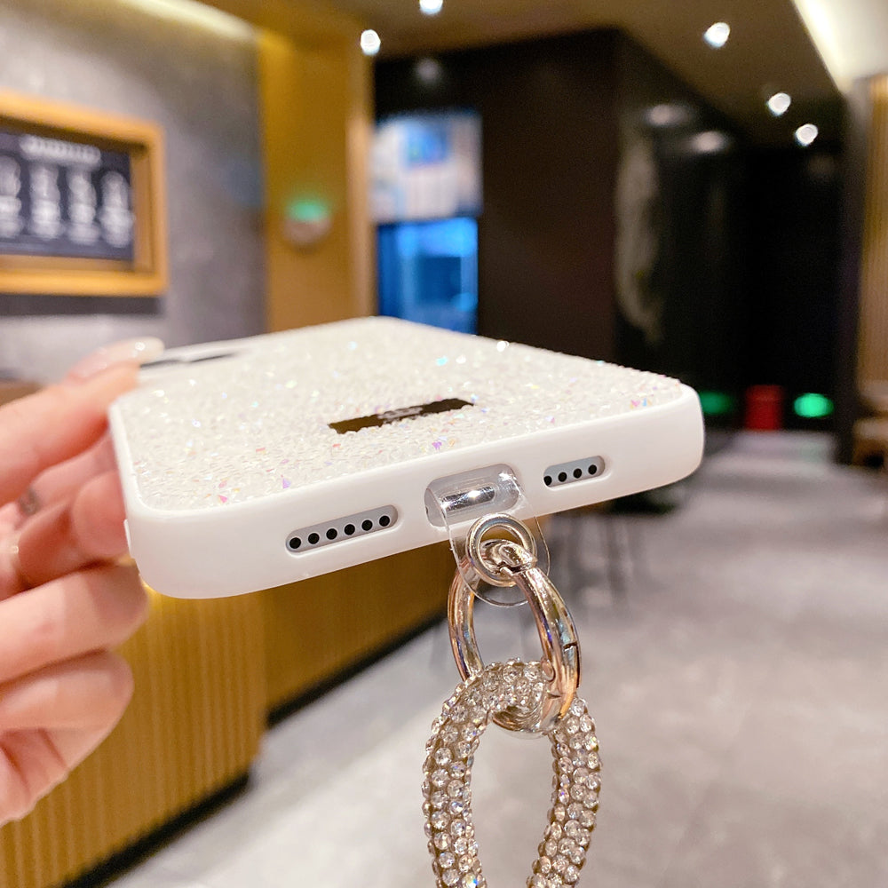 Luxury Fashion Colored Diamond Phone Case With Bracelet