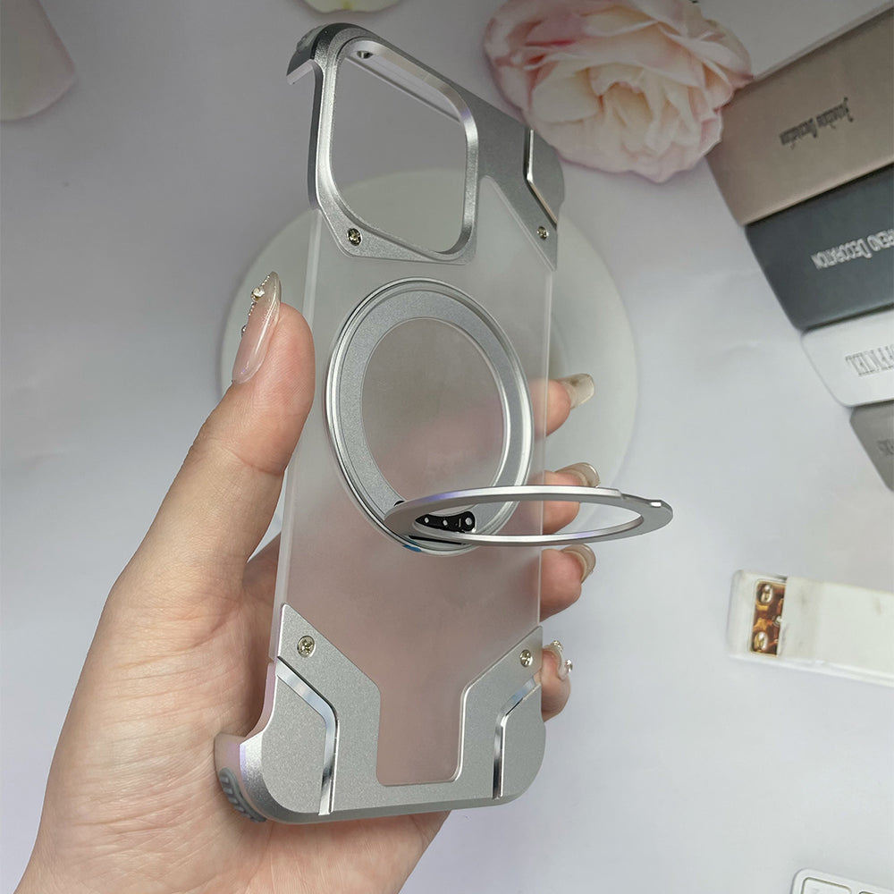 Magnetic Aluminum Alloy Frame Shockproof Phone Case with Ring Holder - iPhone 13