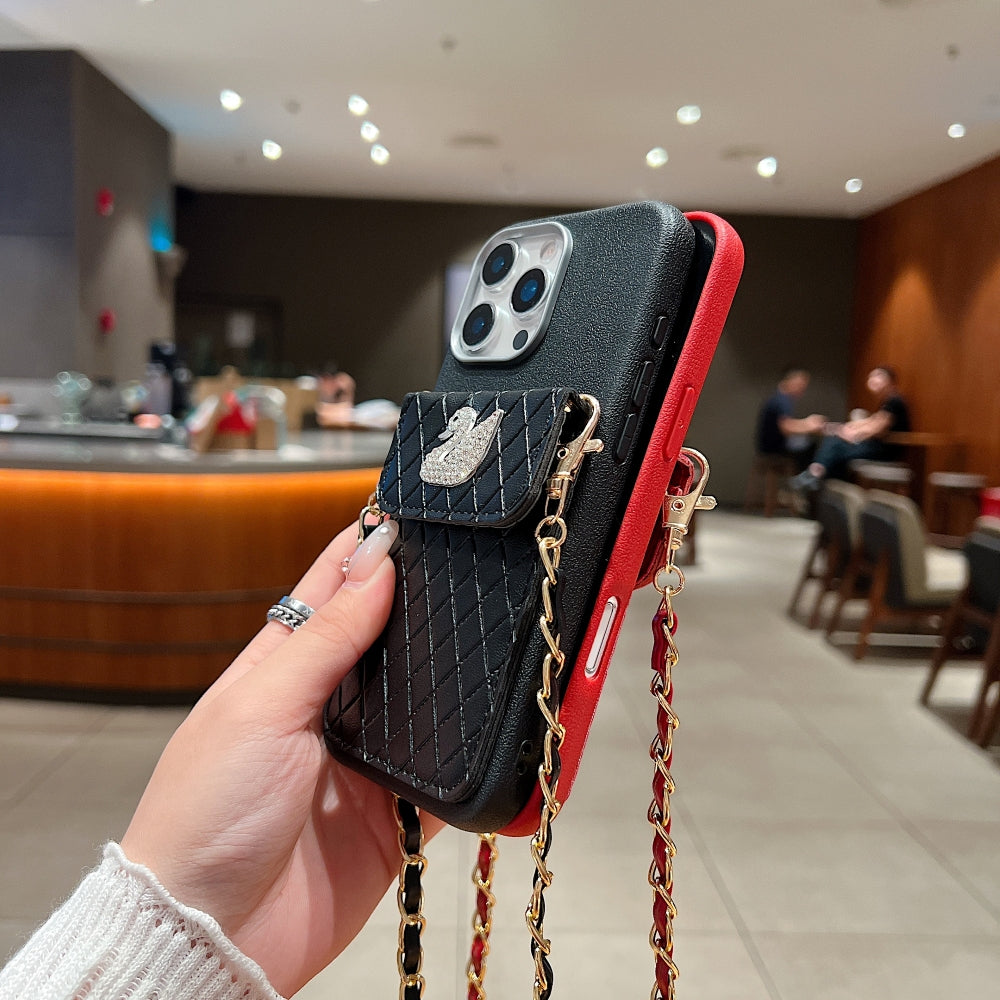 Leather Wallet with Lanyard Sling Phone Case