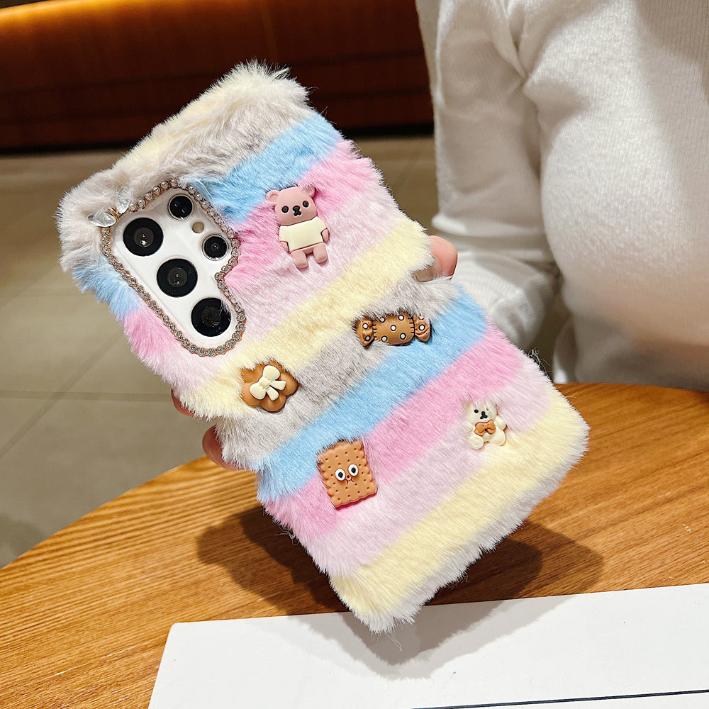 Rainbow Furry 3D Toy Camera Protection Soft Phone Case