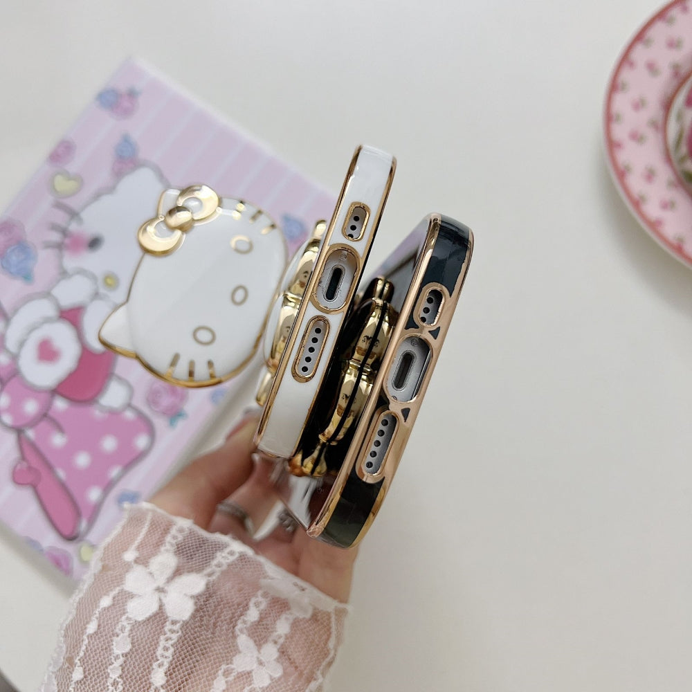 Rotated Kitty Mirror Stand Luxury Electroplated Cover