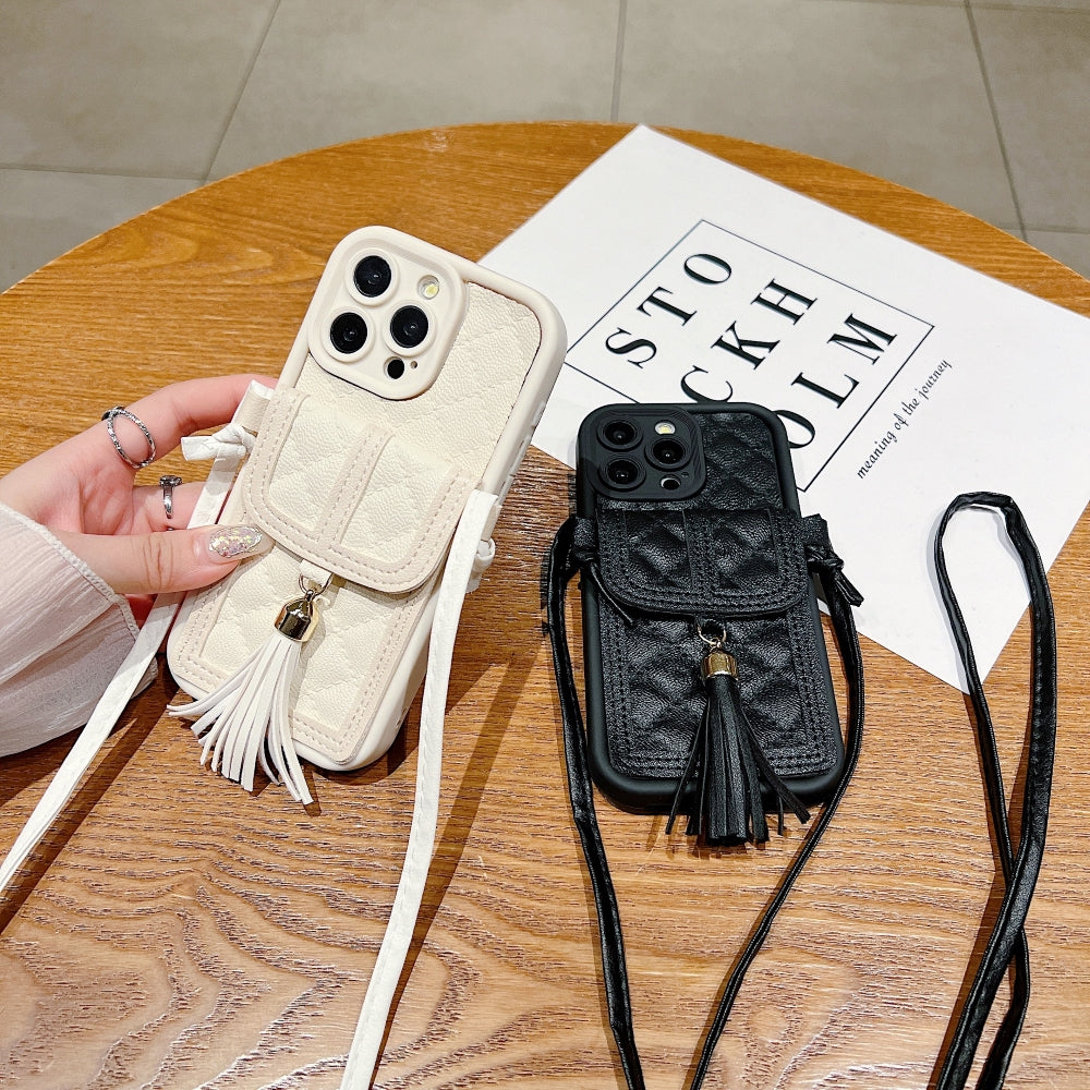 PU Leather Phone Case with Card Wallet and Strap