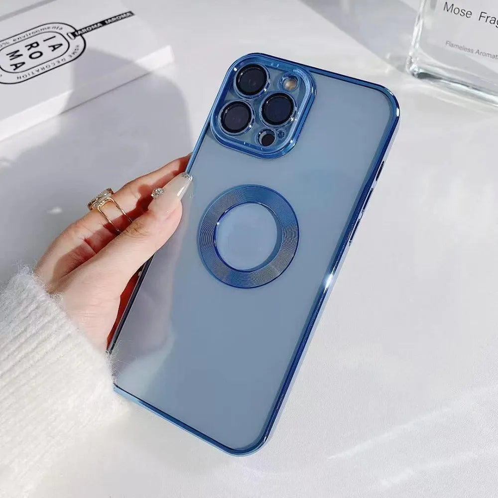 Transparent Chrome Ring Camera Protection Case - iPhone Series