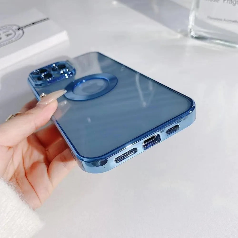 Transparent Chrome Ring Camera Protection Case - iPhone Series